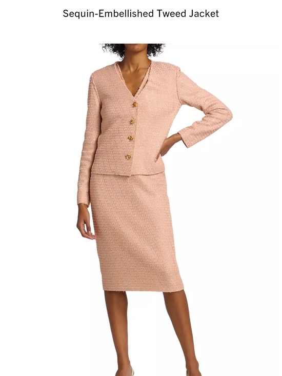 St. John Other - St. John Sequin-Embellished Tweed Jacket & Dress Set in Blush Pink Size 14